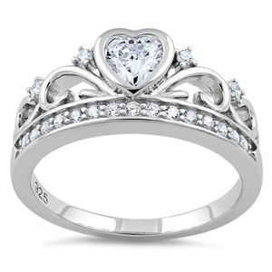 Beautiful .925 Sterling Silver and CZ Crown heart.
